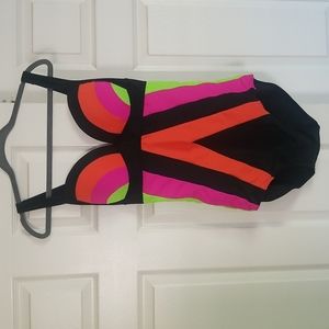 Neon one piece bathing suit